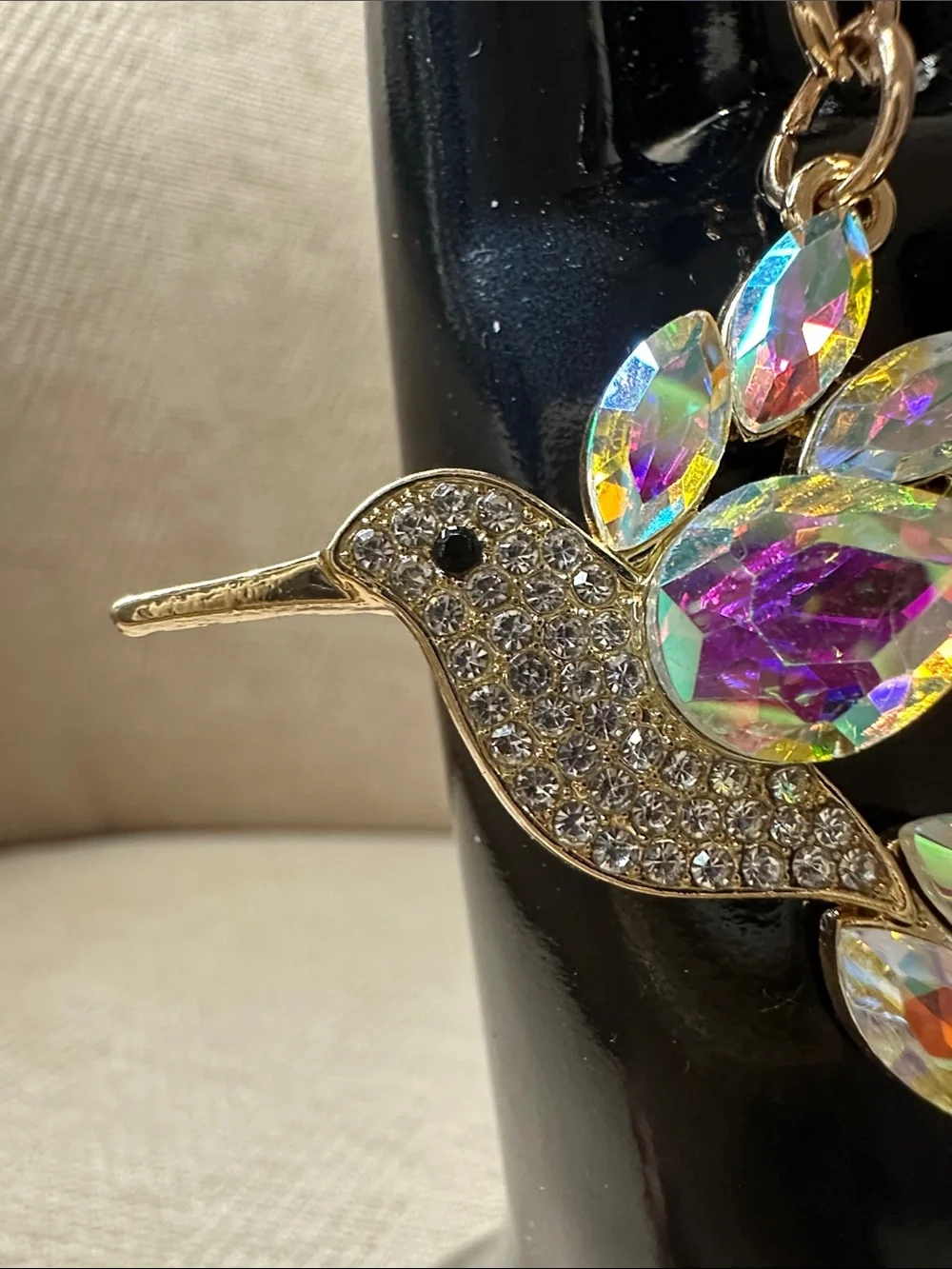 Iridescent Hummingbird Keychain - Gold & Multi-Color - Picture 3 of 6